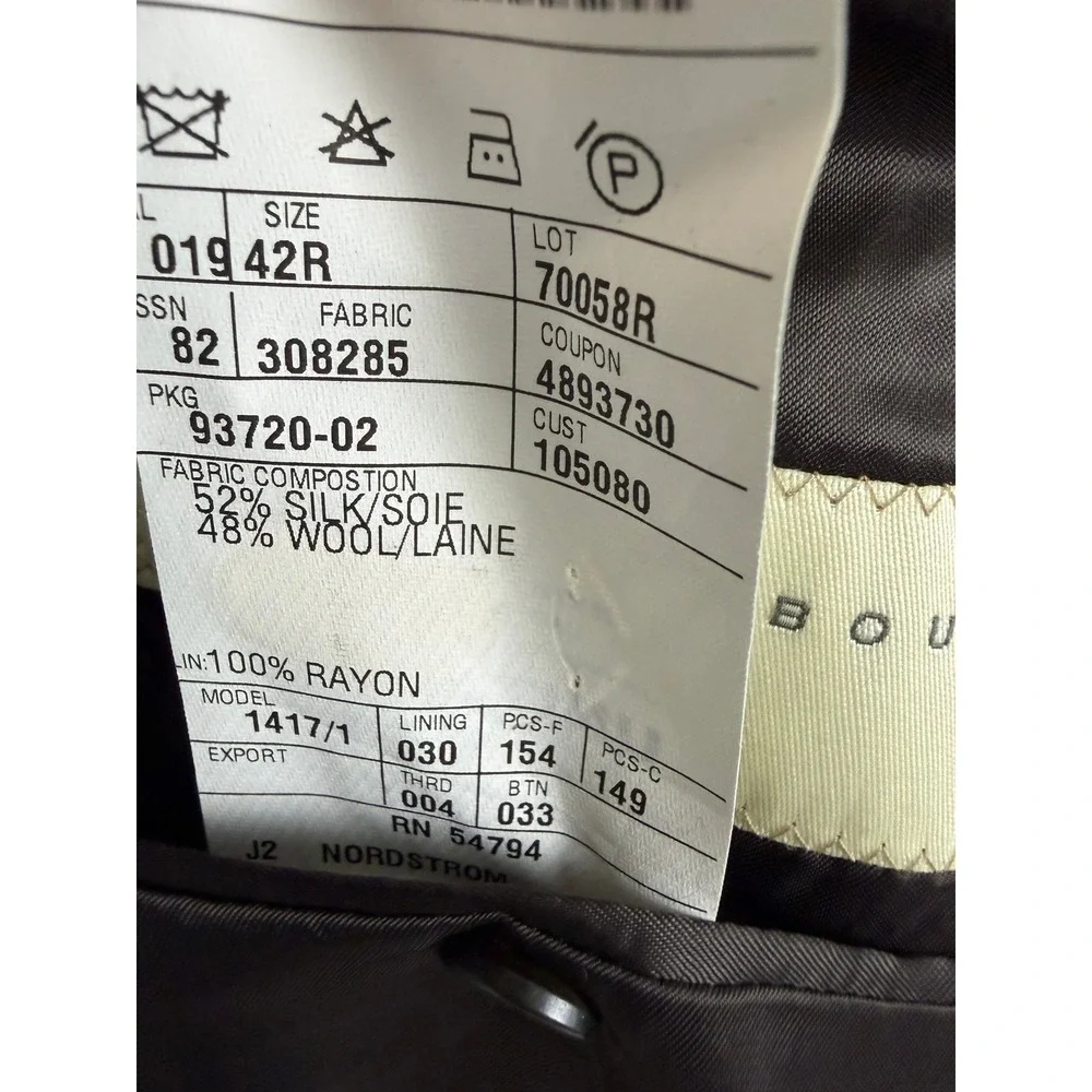 Joseph Abboud Mens 42R Silk Wool Blazer Brown Glen Plaid Sport Coat Nordstrom